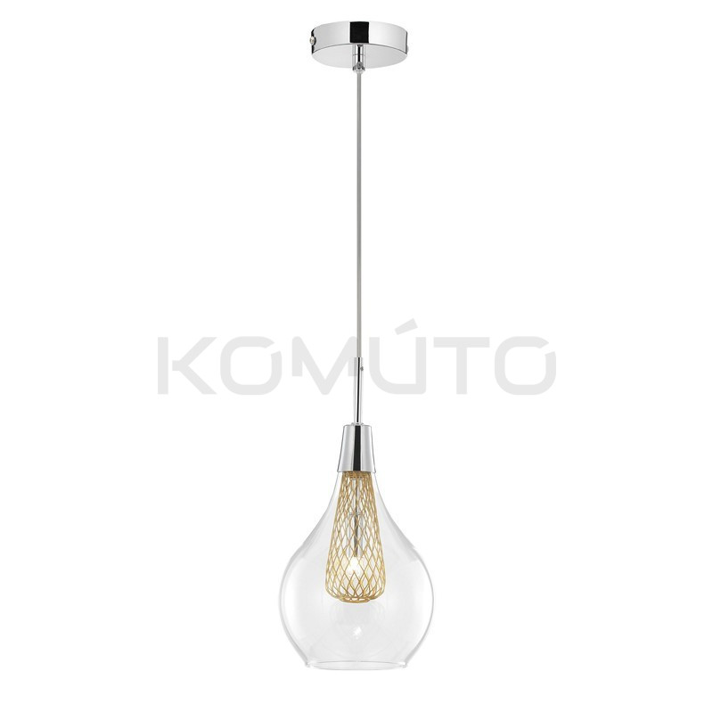 Szklana Lampa Wisząca Frame Bulb przezroczysta złota Szklana Lampa Wisząca Frame Bulb przezroczysta złota