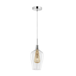 Szklana Lampa Wisząca Frame Tall przezroczysta złota