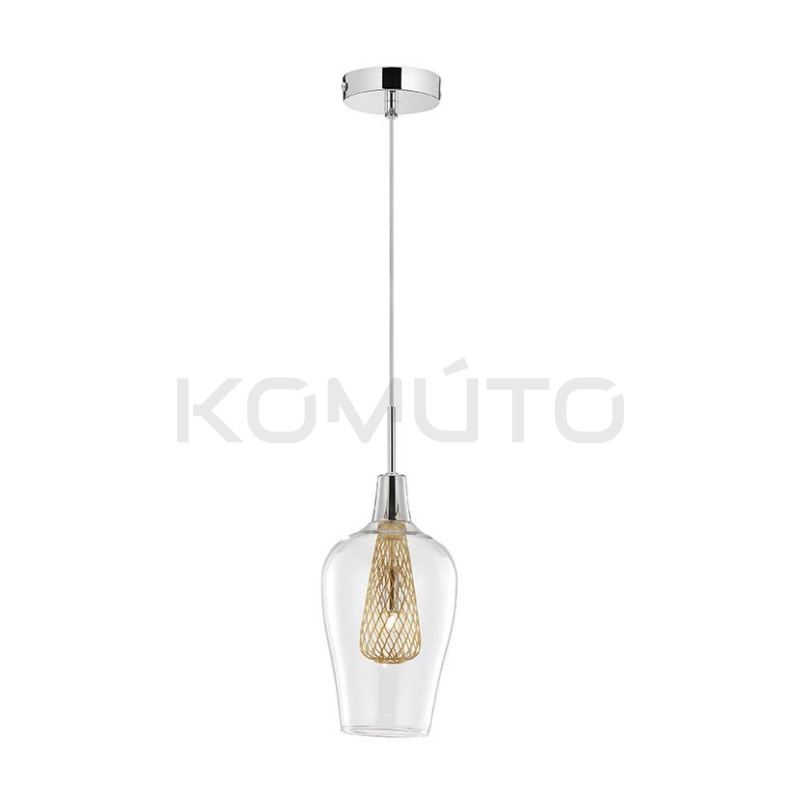 Szklana Lampa Wisząca Frame Tall przezroczysta złota