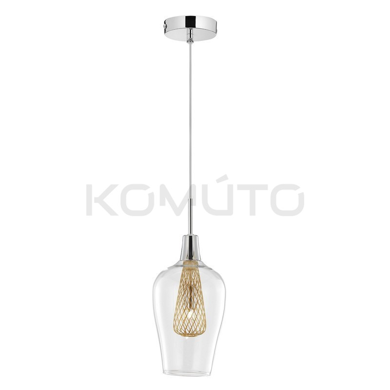 Szklana Lampa Wisząca Frame Tall przezroczysta złota Szklana Lampa Wisząca Frame Tall przezroczysta złota