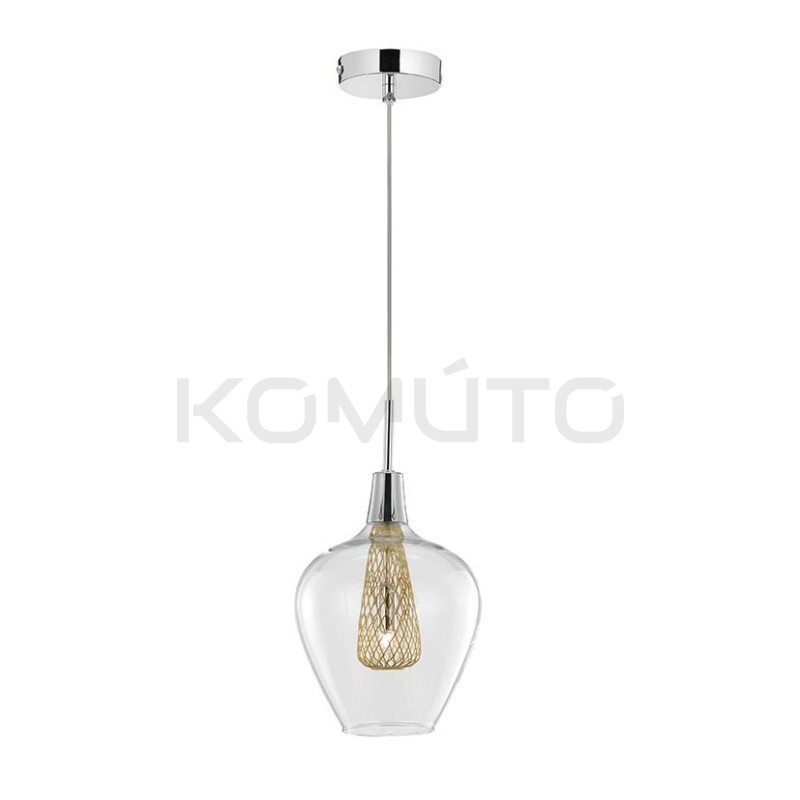 Szklana Lampa Wisząca Frame Goblet przezroczysta złota