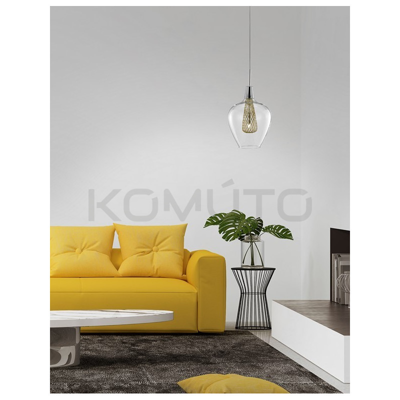 Szklana Lampa Wisząca Frame Goblet przezroczysta złota Szklana Lampa Wisząca Frame Goblet przezroczysta złota