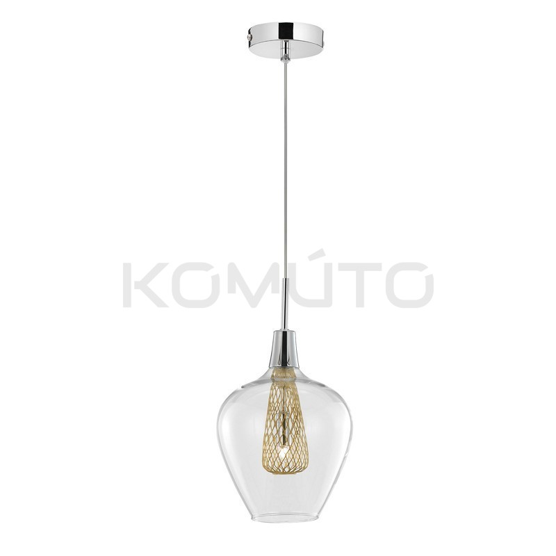 Szklana Lampa Wisząca Frame Goblet przezroczysta złota Szklana Lampa Wisząca Frame Goblet przezroczysta złota
