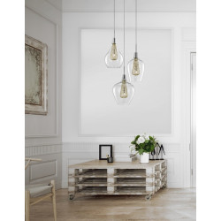 Szklana Lampa Wisząca Frame Potrójna przezroczysta złota Szklana Lampa Wisząca Frame Potrójna przezroczysta złota