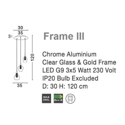 Szklana Lampa Wisząca Frame Potrójna przezroczysta złota Szklana Lampa Wisząca Frame Potrójna przezroczysta złota