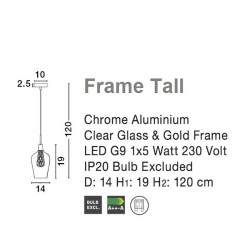 Szklana Lampa Wisząca Frame Tall przezroczysta złota Szklana Lampa Wisząca Frame Tall przezroczysta złota
