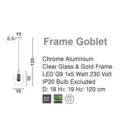 Szklana Lampa Wisząca Frame Goblet przezroczysta złota Szklana Lampa Wisząca Frame Goblet przezroczysta złota