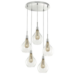 Szklana Lampa Wisząca Frame 5 punktowa przezroczysta złota Szklana Lampa Wisząca Frame 5 punktowa przezroczysta złota