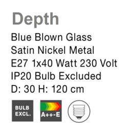 Szklana lampa wisząca Depth niebieska 30 nastrojowa Szklana lampa wisząca Depth niebieska 30 nastrojowa