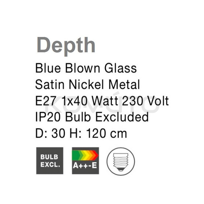 Szklana lampa wisząca Depth niebieska 30 nastrojowa Szklana lampa wisząca Depth niebieska 30 nastrojowa