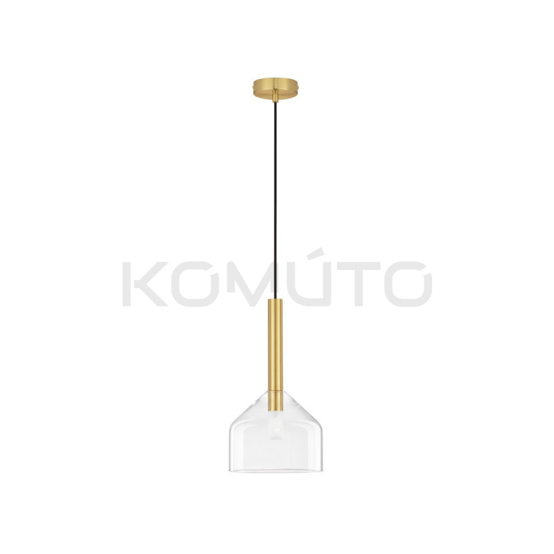 Lampa wisząca Laboratory Cone bezbarwne szkło złote detale