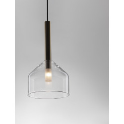 Lampa wisząca Laboratory Cone bezbarwne szkło złote detale Lampa wisząca Laboratory Cone bezbarwne szkło złote detale