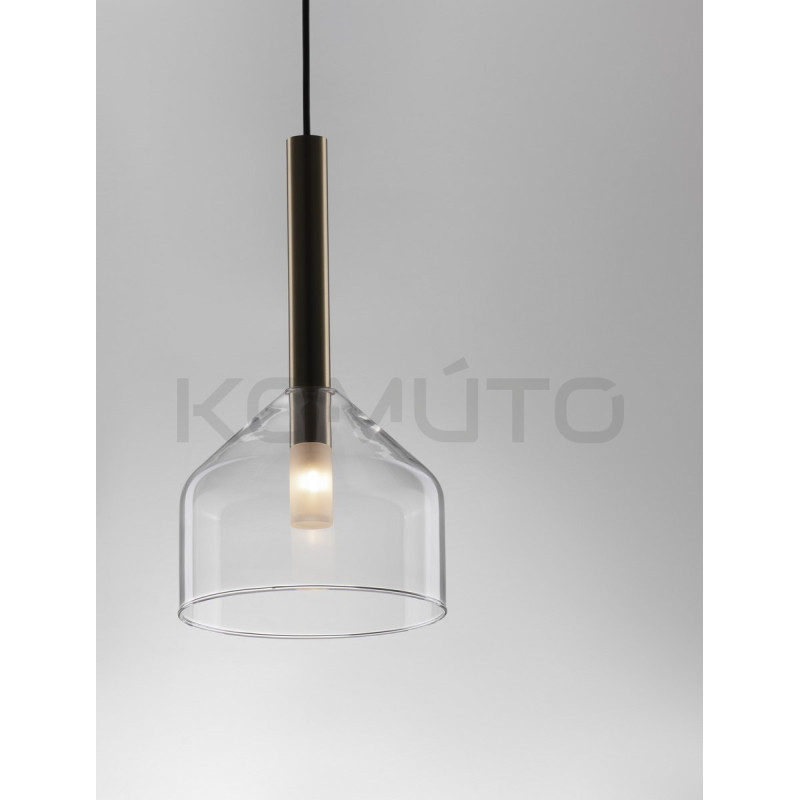 Lampa wisząca Laboratory Cone bezbarwne szkło złote detale Lampa wisząca Laboratory Cone bezbarwne szkło złote detale