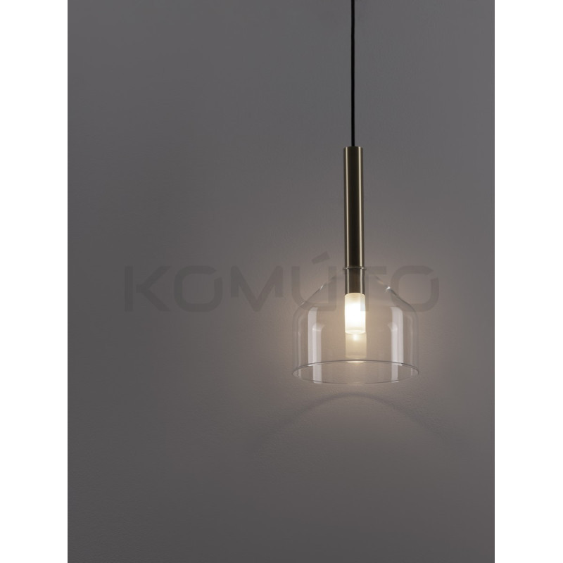 Lampa wisząca Laboratory Cone bezbarwne szkło złote detale Lampa wisząca Laboratory Cone bezbarwne szkło złote detale