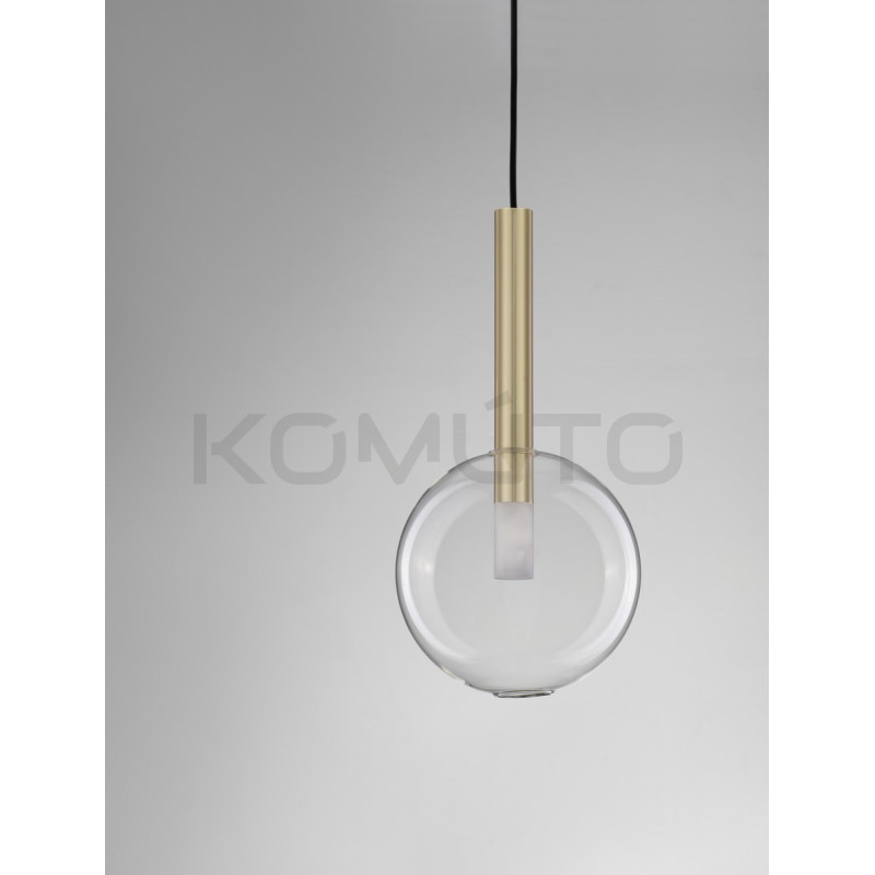 Lampa wisząca Laboratory Sphere bezbarwne szkło złote detale Lampa wisząca Laboratory Sphere bezbarwne szkło złote detale