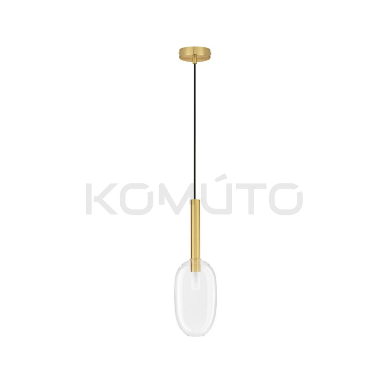 Lampa wisząca Laboratory Cylinder bezbarwne szkło złote detale