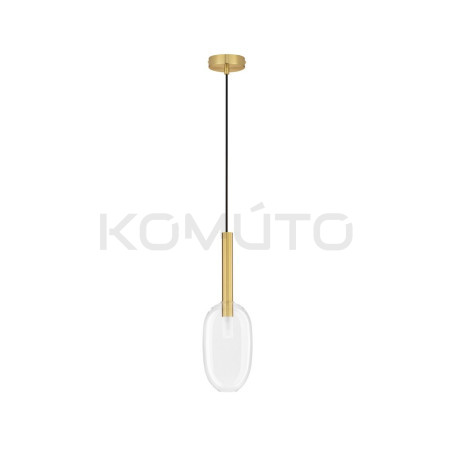 Lampa wisząca Laboratory Cylinder bezbarwne szkło złote detale