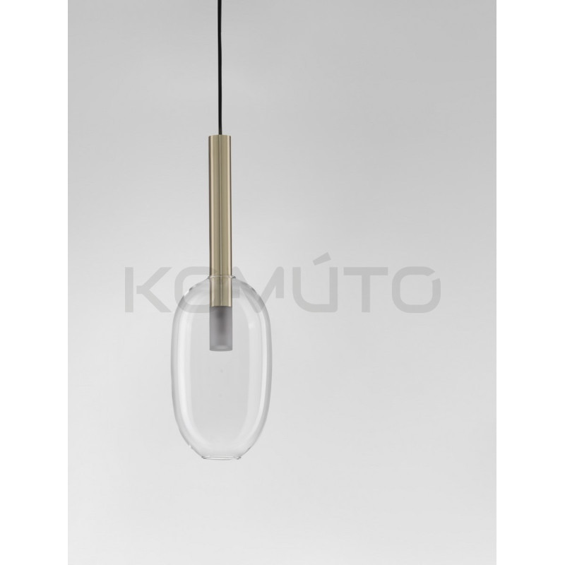 Lampa wisząca Laboratory Cylinder bezbarwne szkło złote detale Lampa wisząca Laboratory Cylinder bezbarwne szkło złote detale