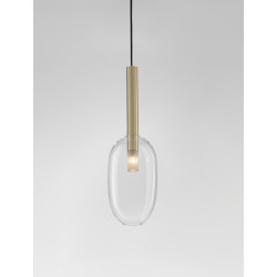 Lampa wisząca Laboratory Cylinder bezbarwne szkło złote detale Lampa wisząca Laboratory Cylinder bezbarwne szkło złote detale