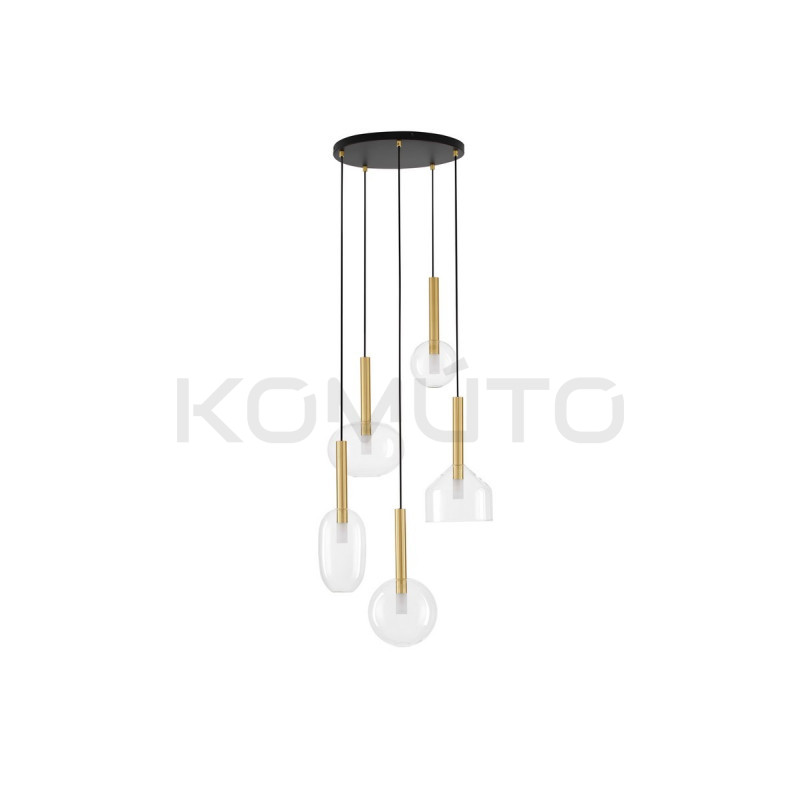 Lampa wisząca Laboratory 5 punktowa bezbarwne szkło