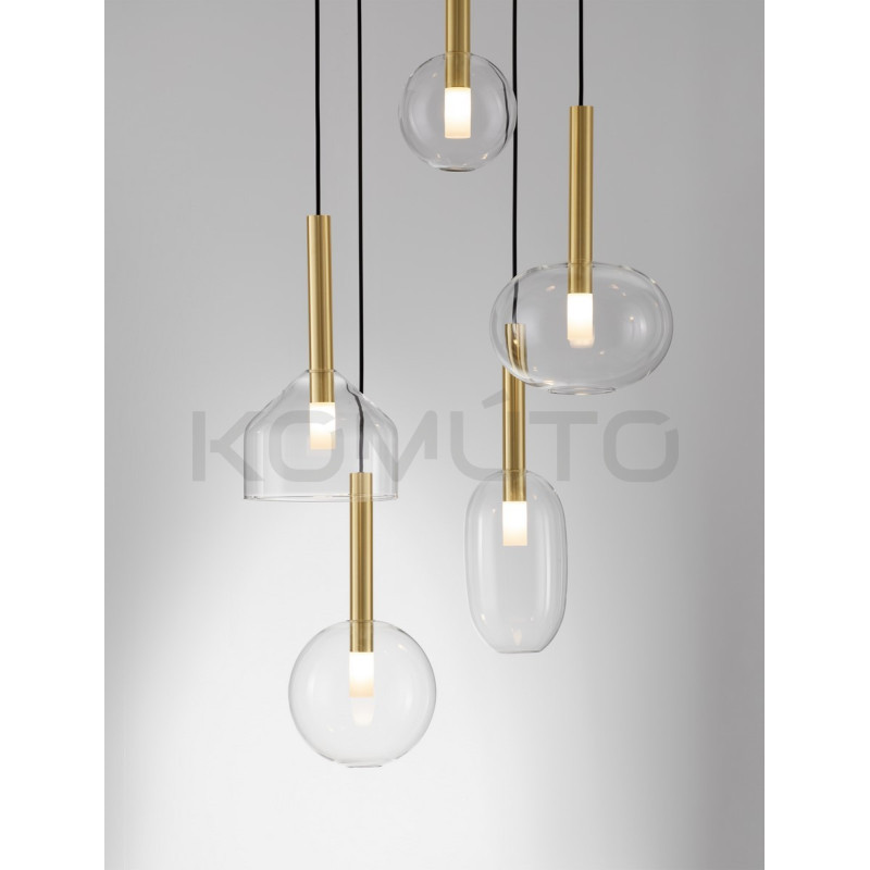 Lampa wisząca Laboratory 5 punktowa bezbarwne szkło