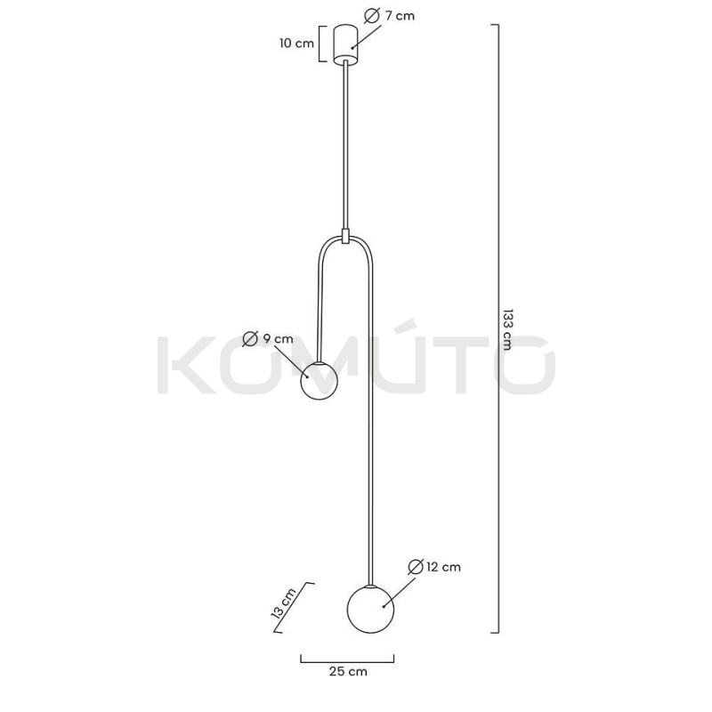 Lampa wisząca LOW czarna nowoczesna asymetryczna 2 klosze Lampa wisząca LOW czarna nowoczesna asymetryczna 2 klosze