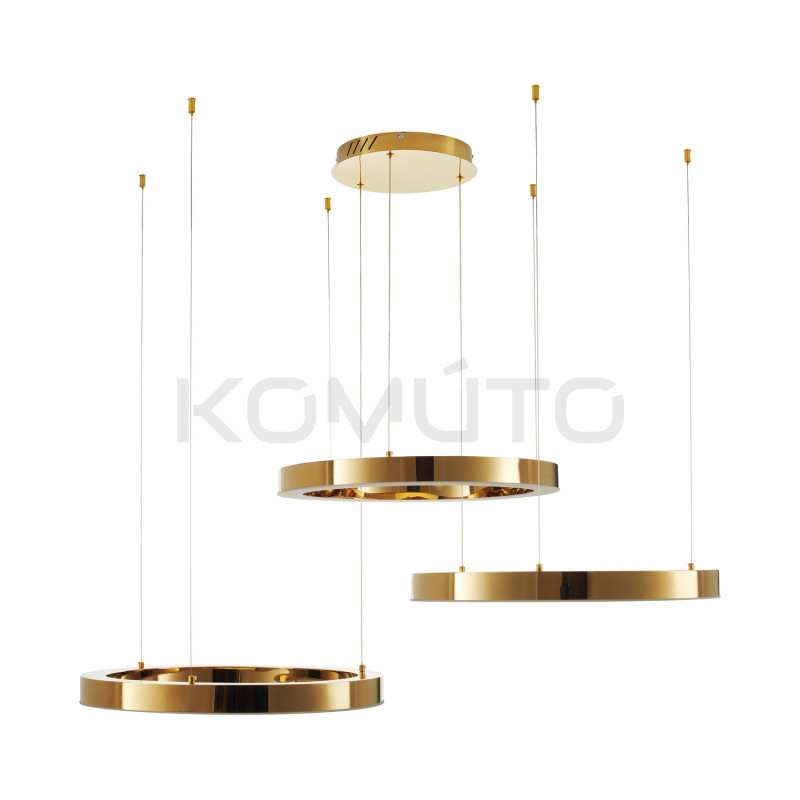 Lampa wisząca glamour Ring Circle 60+60+60 LED złota połysk