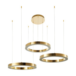 Lampa wisząca glamour Ring Circle 60+60+60 LED złota połysk
