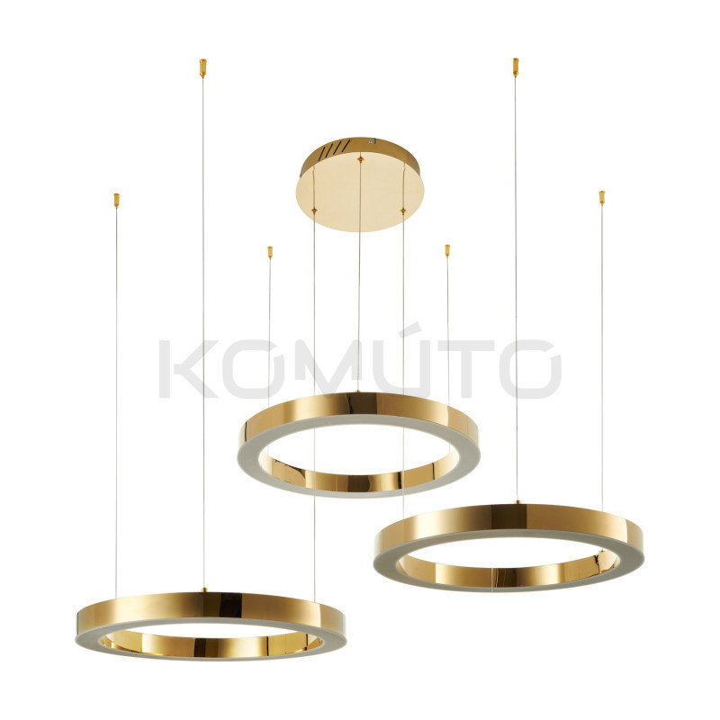 Lampa wisząca glamour Ring Circle 60+60+60 LED złota połysk