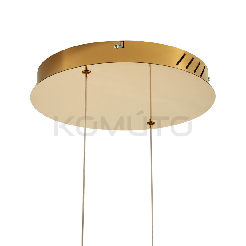 Lampa wisząca glamour Ring Circle podwójna 80+80 LED złota połysk