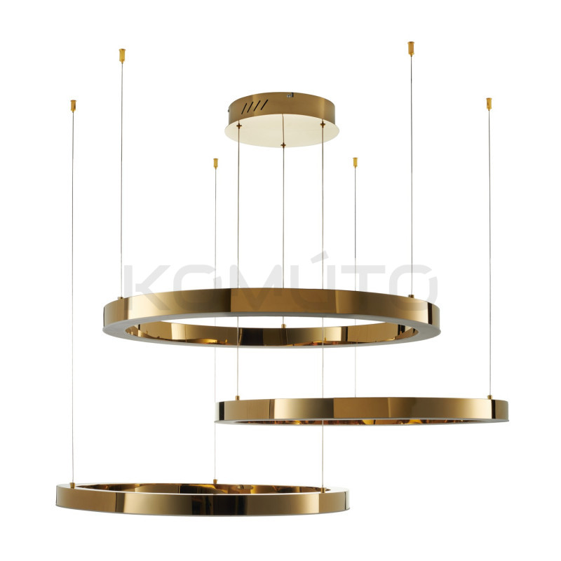 Lampa wisząca glamour Ring Circle 80+80+80 LED złota połysk