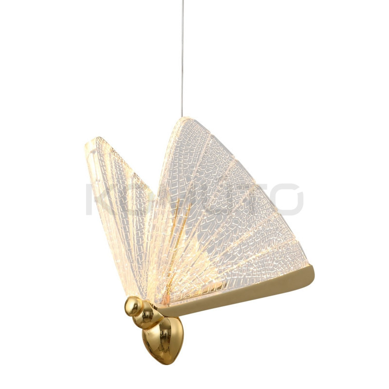 Lampa wisząca glamour BEE Motyl 5 Złota dekoracyjna romantyczna