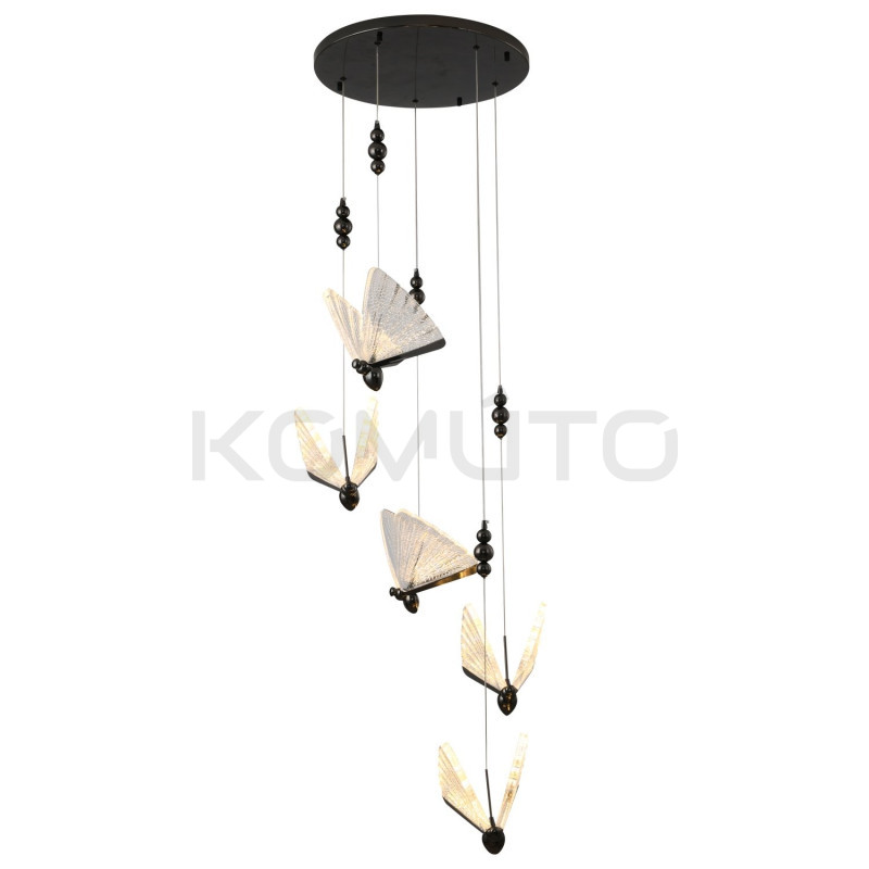 Lampa wisząca glamour BEE Motyl 5 Czarna nowoczesna dekoracyjna