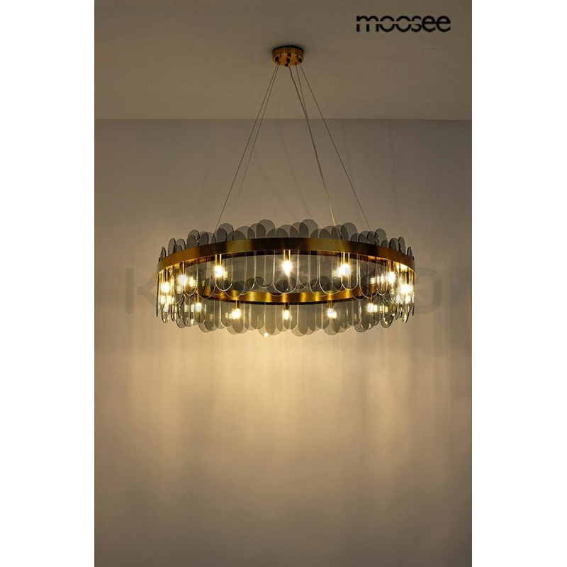 Lampa wisząca glamour NEMO z dymionymi kloszami 90 złota Lampa wisząca glamour NEMO z dymionymi kloszami 90 złota