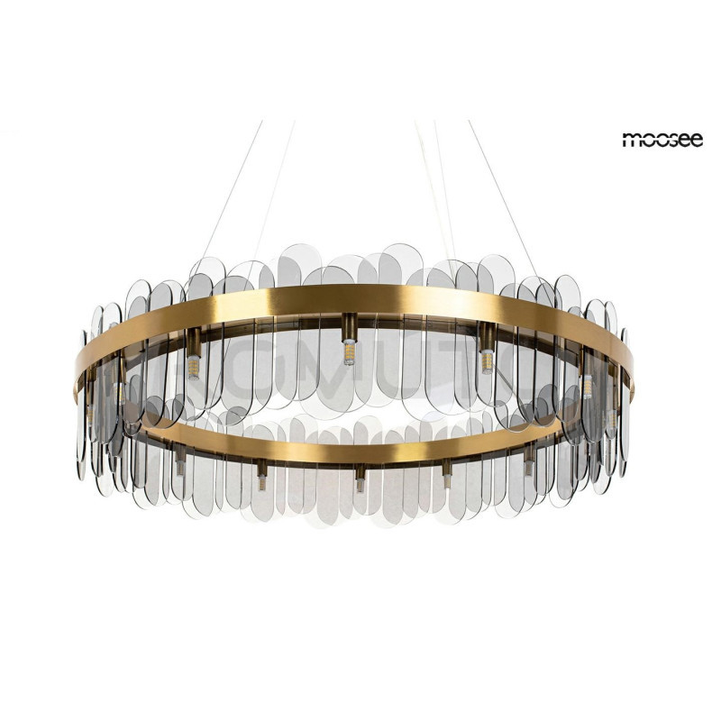 Lampa wisząca glamour NEMO z dymionymi kloszami 90 złota