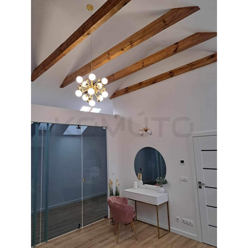 Lampa wisząca Aurelia złota z białymi kloszami do salonu Lampa wisząca Aurelia złota z białymi kloszami do salonu