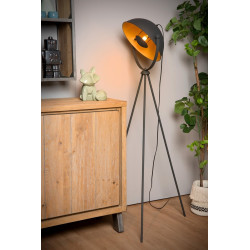 Lampa podłogowa na trójnogu Reflektor czarno zlota Lampa podłogowa na trójnogu Reflektor czarno zlota