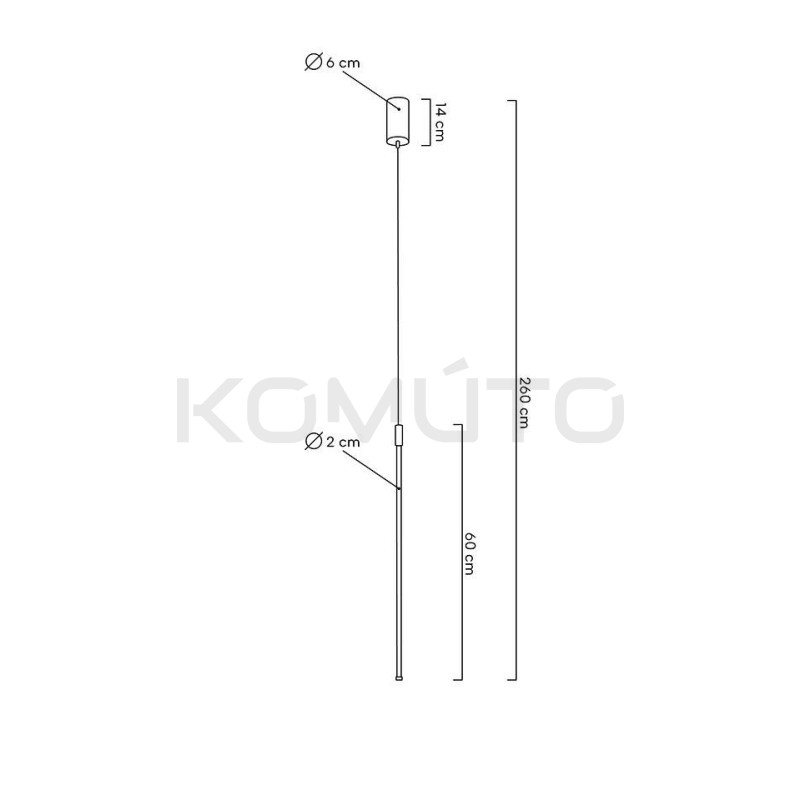 Lampa wisząca Ombre 60 rurka czarna nowoczesna led