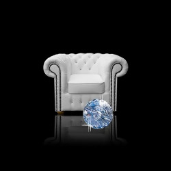 Fotel Chesterfield z kryształkami Glamour Classic Skóra Fotel Chesterfield z kryształkami Glamour Classic Skóra