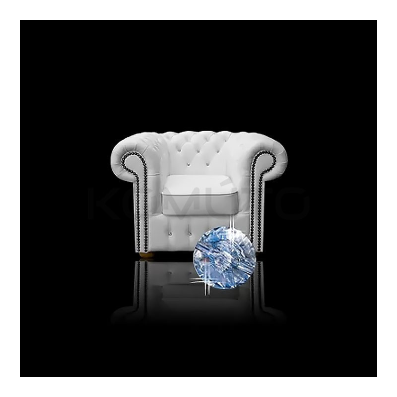 Fotel Chesterfield z kryształkami Glamour Classic Skóra Fotel Chesterfield z kryształkami Glamour Classic Skóra