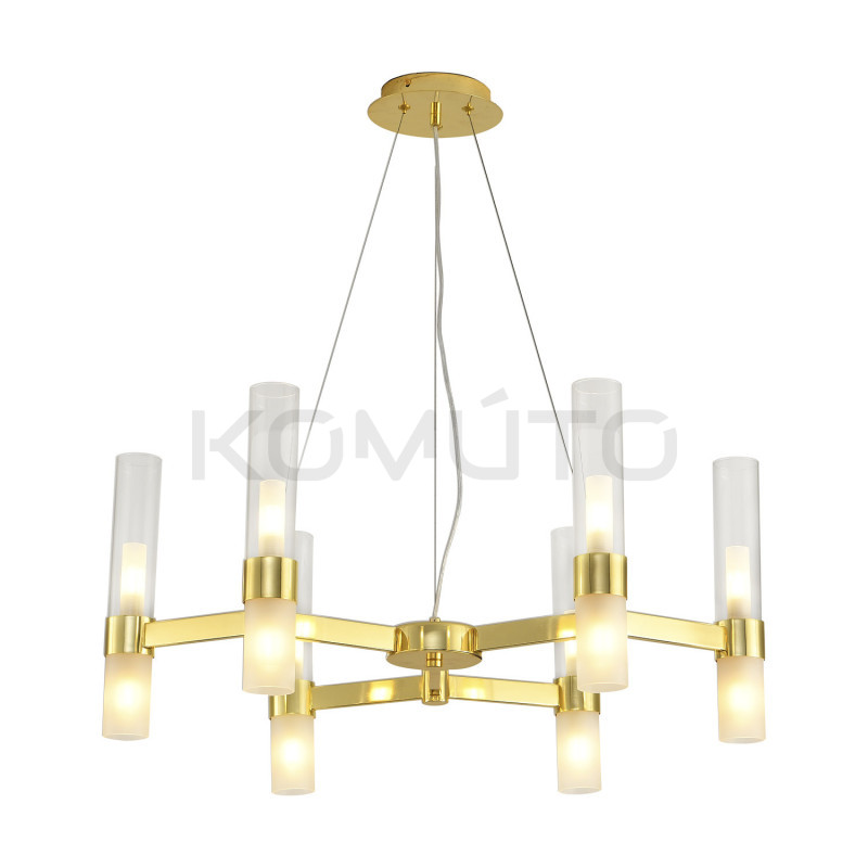 Lampa wisząca glamour Candela 6 ramienna złota 70 średnica