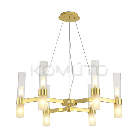 Lampa wisząca glamour Candela 6 ramienna złota 70 średnica