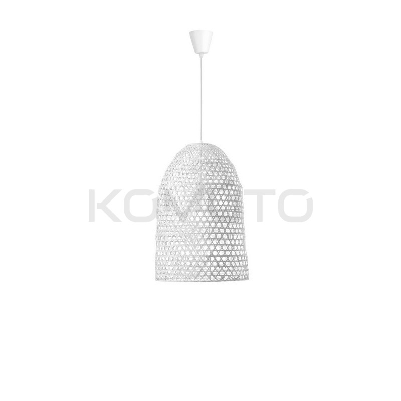 Lampa wisząca boho Banda biała bambus pleciony klosz