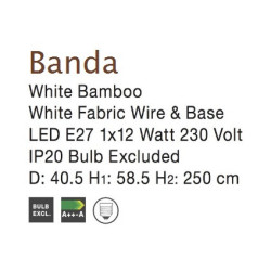 Lampa wisząca boho Banda biała bambus pleciony klosz Lampa wisząca boho Banda biała bambus pleciony klosz