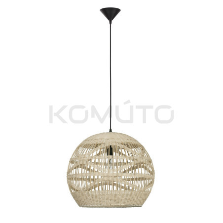 Lampa wisząca Boho HandMade z kulistym kloszem z rattanu