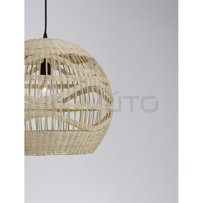 Lampa wisząca Boho HandMade z kulistym kloszem z rattanu Lampa wisząca Boho HandMade z kulistym kloszem z rattanu