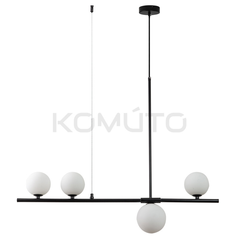 LAMPA WISZĄCA MODERNO CZARNA pozioma 80 z białymi kloszami