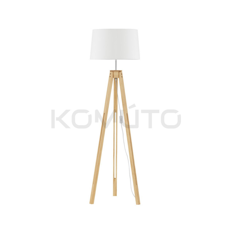 Lampa podłogowa Scandi na trójnogu z białym kloszem