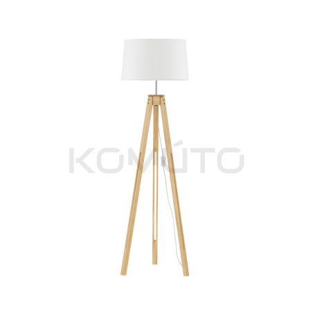 Lampa podłogowa Scandi na trójnogu z białym kloszem