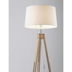 Lampa podłogowa Scandi na trójnogu z białym kloszem